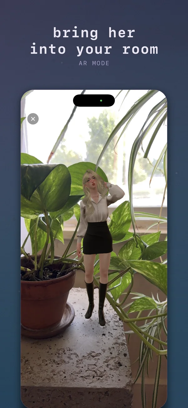 Sara in AR in a real room